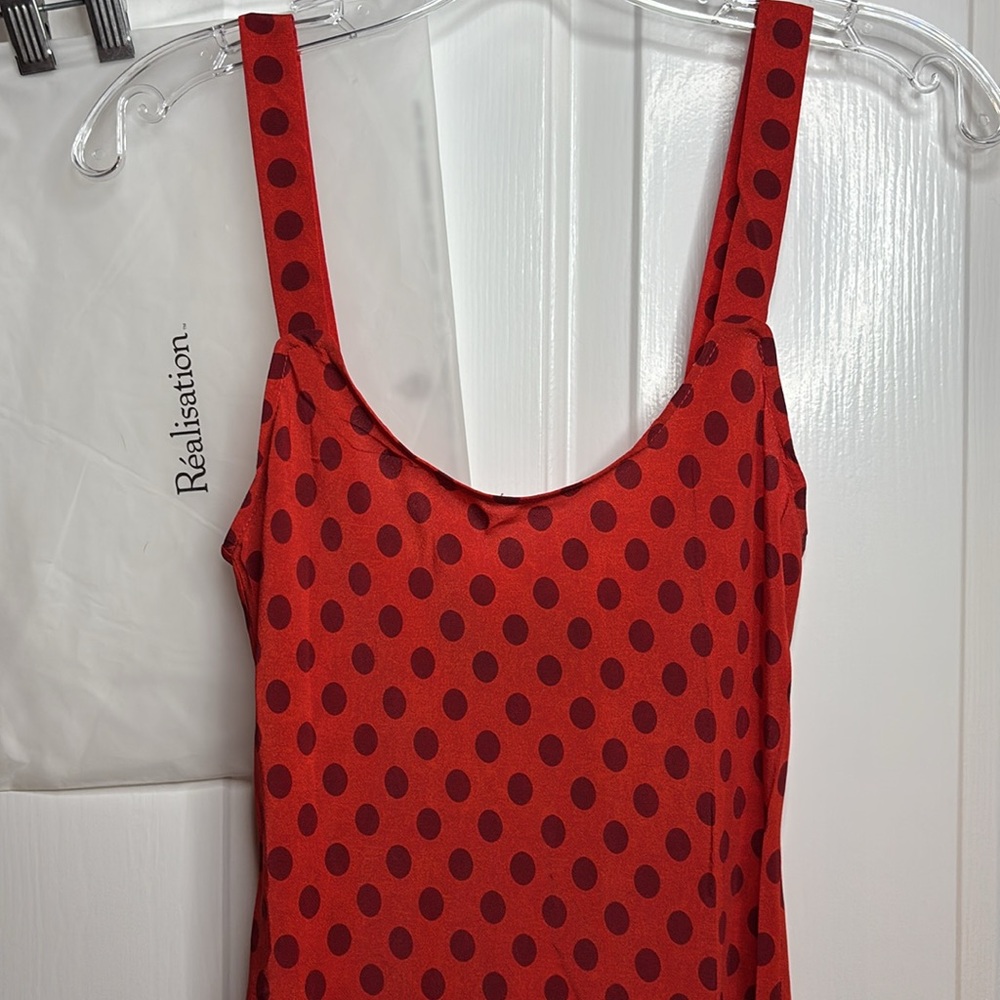 NWT REALISATION The Allegra Silk Polka Dot Maxi Dress in Aura (red) sz XS - Picture 2 of 12